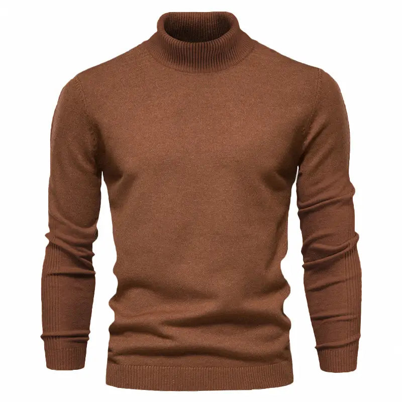 Men’s Solid Color Slim Pullover Turtleneck Sweater Winter