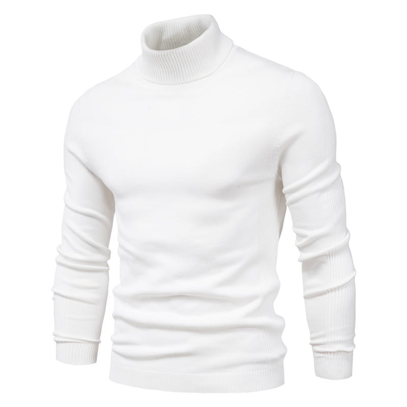 Men’s Solid Color Slim Pullover Turtleneck Sweater Winter