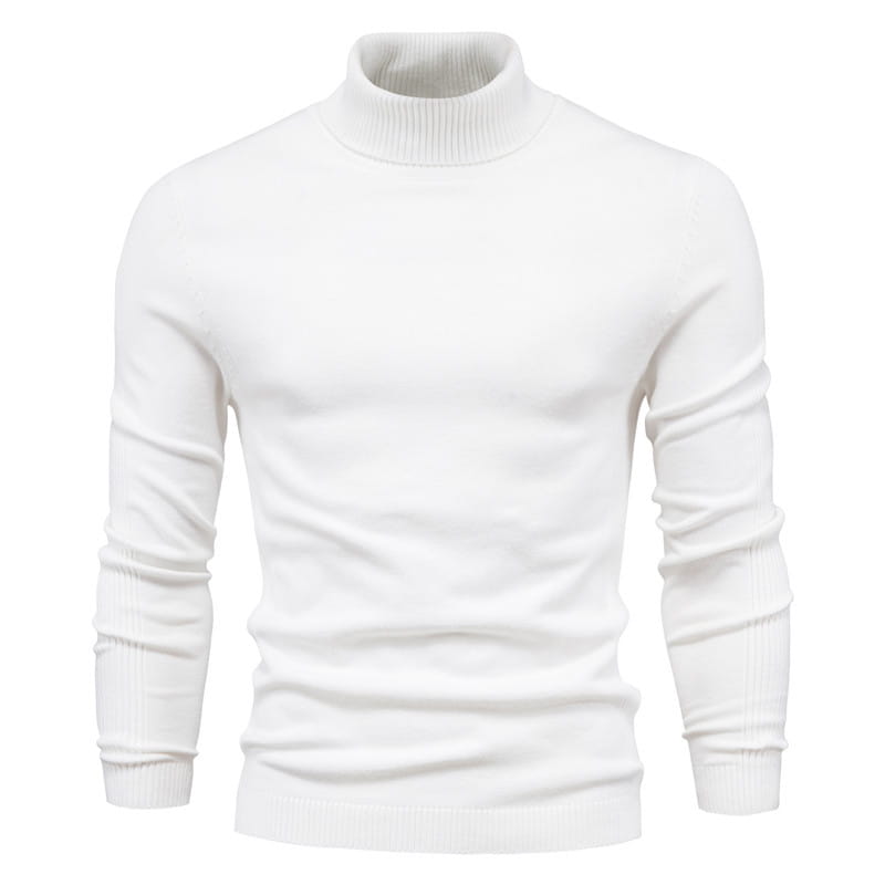 Men’s Solid Color Slim Pullover Turtleneck Sweater Winter