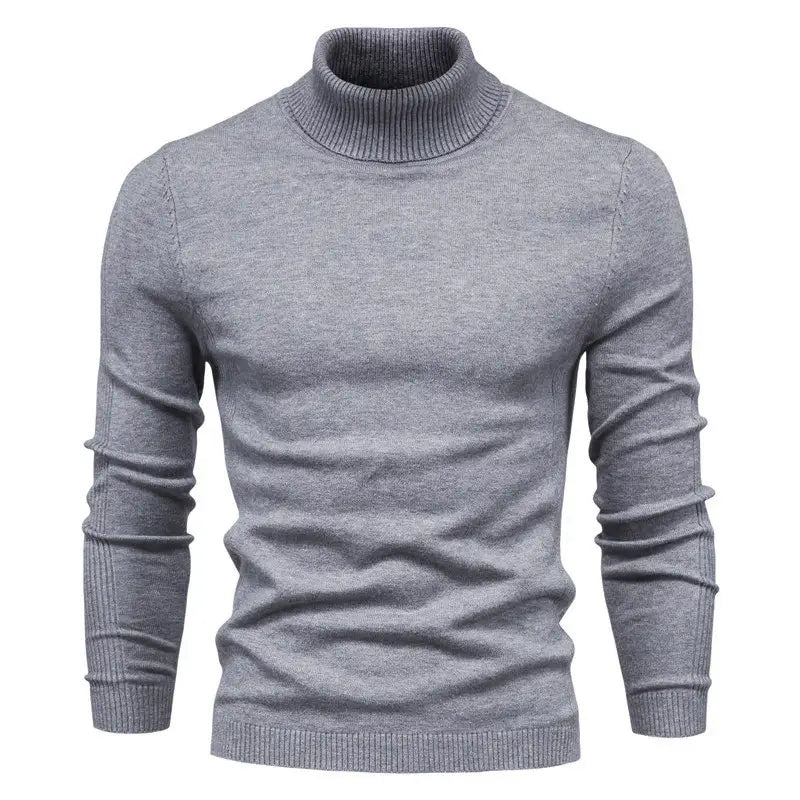 Men’s Solid Color Slim Pullover Turtleneck Sweater Winter