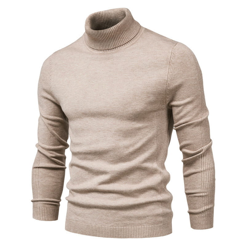 Men’s Solid Color Slim Pullover Turtleneck Sweater Winter