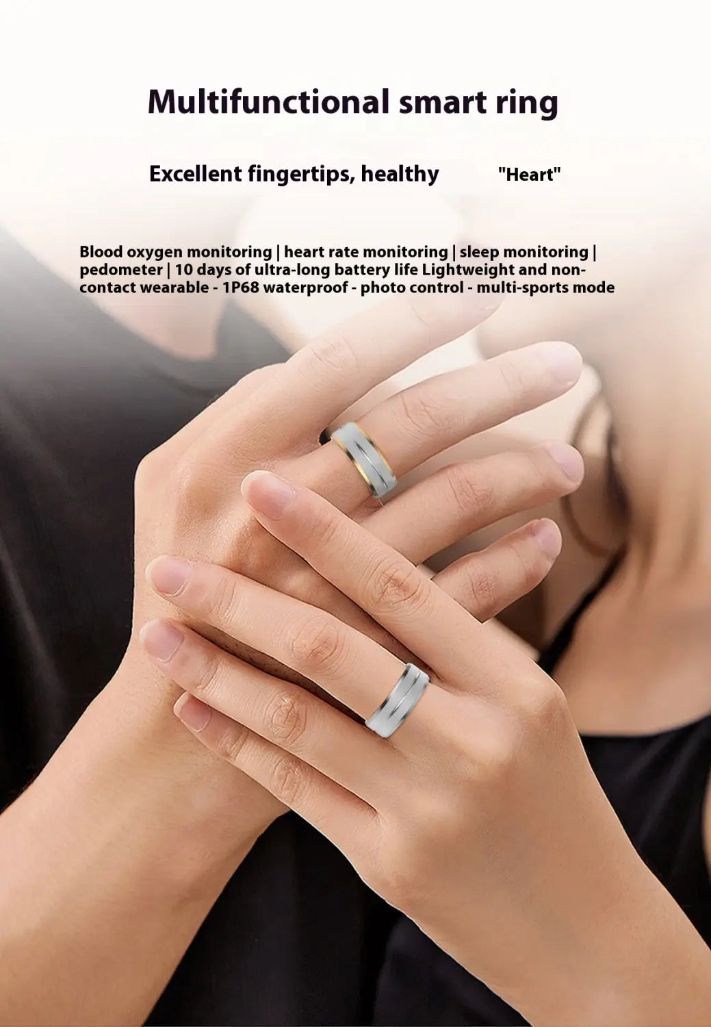 2024 Smart Ring For Men Women Heart Rate Blood Oxygen