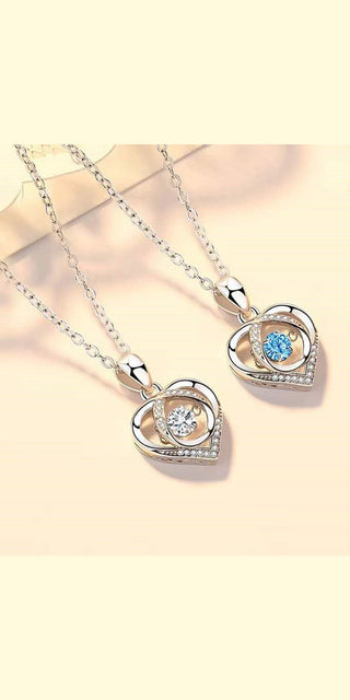 Elegant heart-shaped necklaces with sparkling rhinestones and floral accents, perfect Valentine's Day gift idea from K-AROLE.