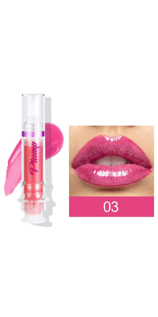 Vibrant pink liquid lipstick with glossy finish, part of a makeup collection.