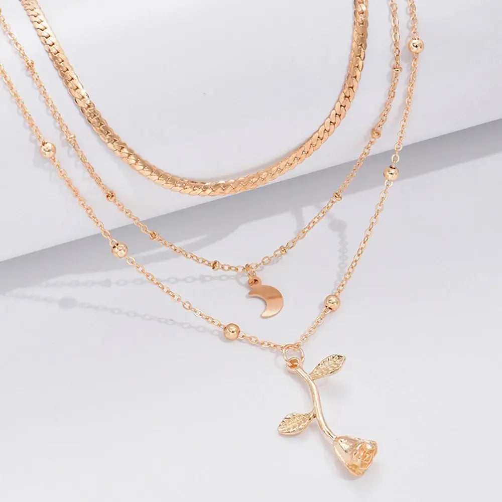 Bohemia Multilayer Moon Gold Color Pendant Necklaces