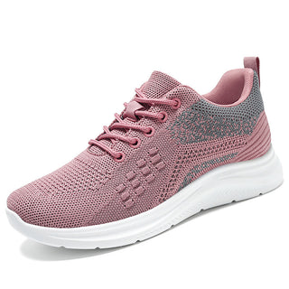 Lace-up Knitted Sneakers for Women in Light Pink and Gray Tones