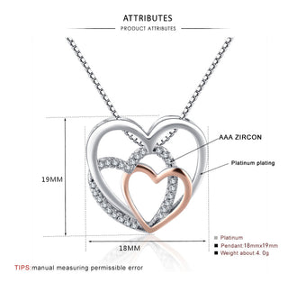 Elegant heart-shaped pendant necklace with shimmering AAA zircon stones and platinum plating, exquisite women's jewelry accessory