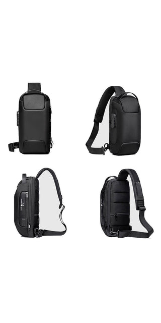 Stylish and Practical Travel Chest Bag - Black Crossbody Backpack with Multiple Pockets