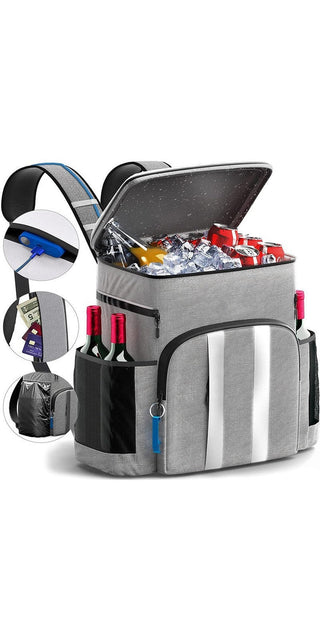 Large capacity insulated picnic backpack with bottle holders and storage compartments for hassle-free outdoor dining and entertainment.