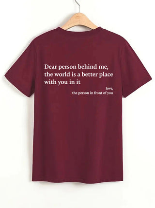 Burgundy T-Shirt with Inspirational Slogan Text