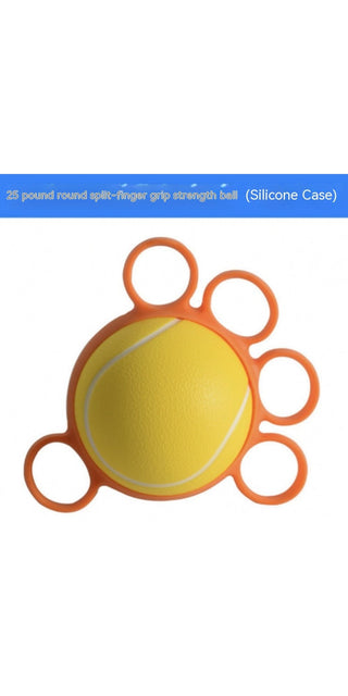 Colorful silicone stress relief ball with knobby grip patterns on a white background.