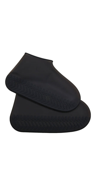 Silicone waterproof rain boot covers with a thickened, non-slip, wear-resistant sole design.