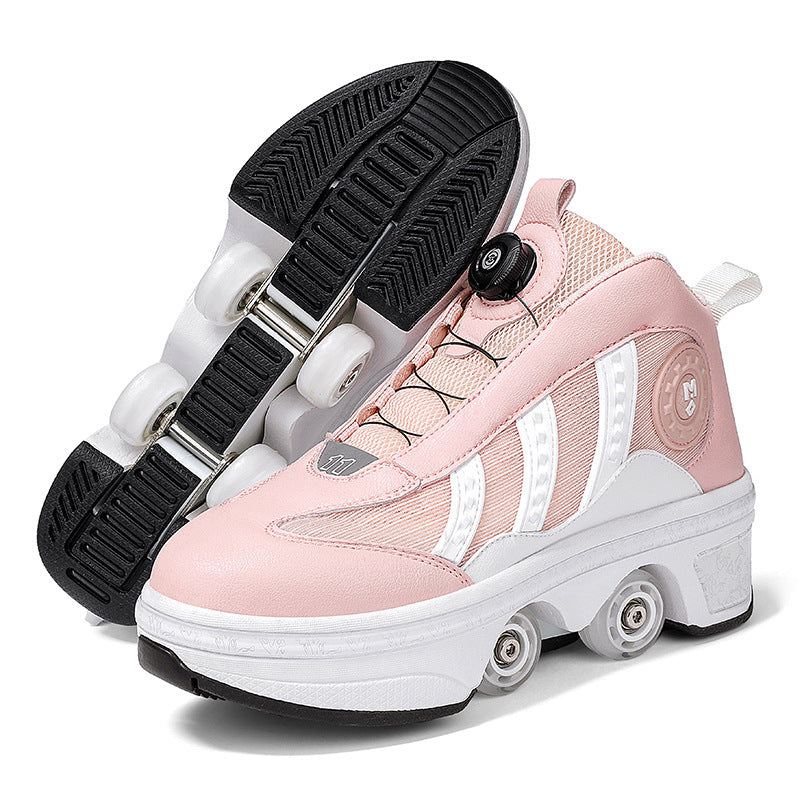 Double Row Pulley Heelys Four-wheel Walking