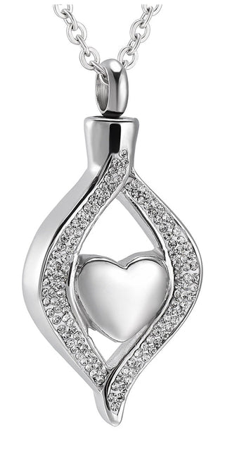 Elegant titanium steel heart-shaped pendant with sparkling crystal accents, suspended on a sleek chain - a timeless piece to elevate any K-AROLE women's athleisure outfit.