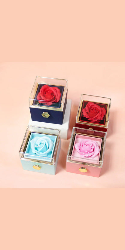 Rotating Soap Flower Rose Gift Box Creative Rotating Rose Jewelry Packaging Box Valentine's Day Gift For Women