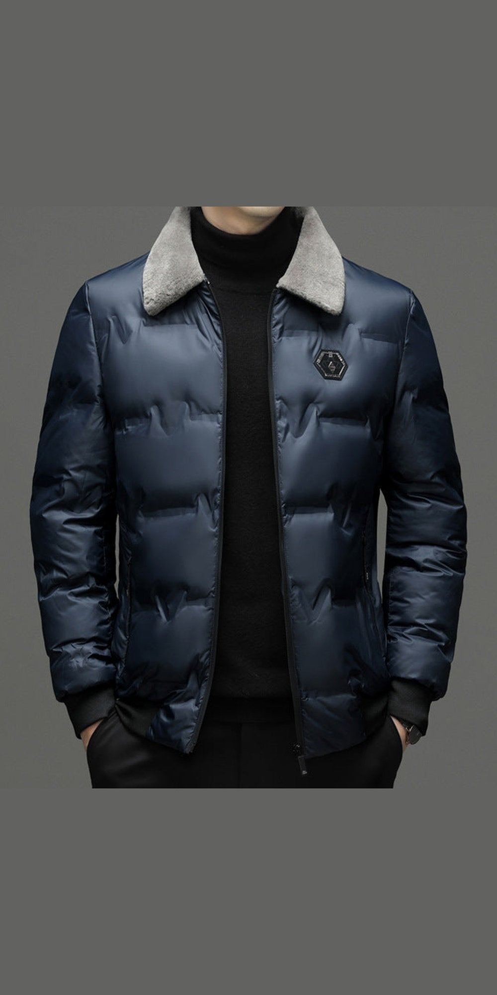 Men's Cotton-padded Jacket Winter Fur Collar Coat Men's Casual Jacket