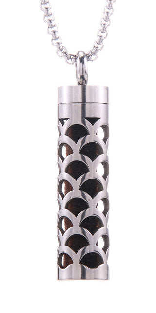 Sleek Stainless Steel Aromatherapy Pendant on Stylish Chain Necklace