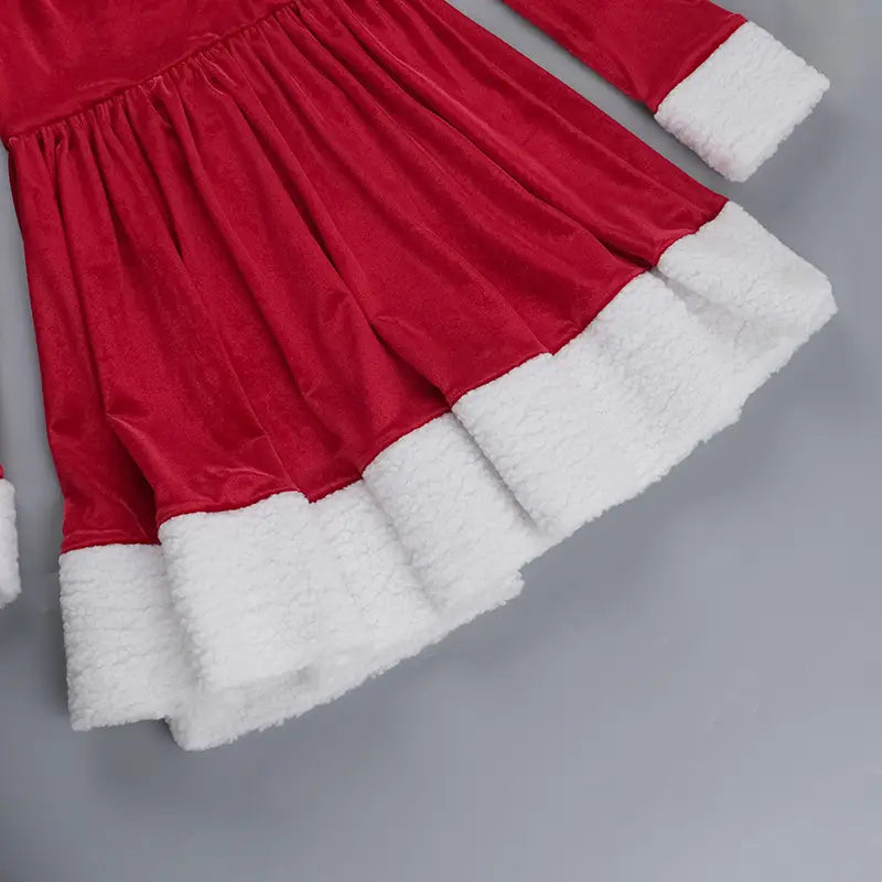 Sleeve Detail - Santa Dress with Plush Trim