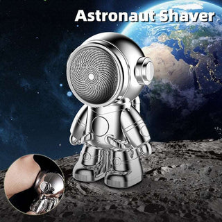 Compact portable astronaut shaver with sleek silver design, suitable for on-the-go grooming in space or on the moon.