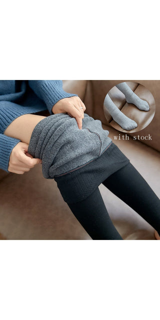 Cintura alta listras leggings inverno quente grosso alto estiramento imitação-caxemira calças magras de fitness mulher calças
