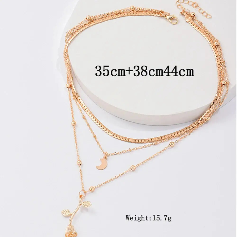 Bohemia Multilayer Moon Gold Color Pendant Necklaces