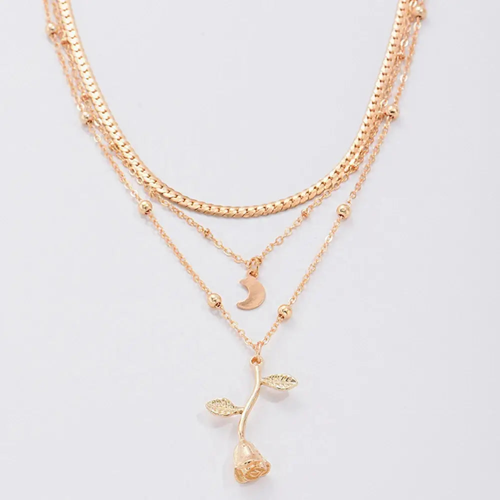 Bohemia Multilayer Moon Gold Color Pendant Necklaces