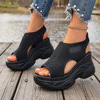 Summer Fishmouth Chunky Wedge Sandals Women's Casual Breathable Footwear Daily Shoes