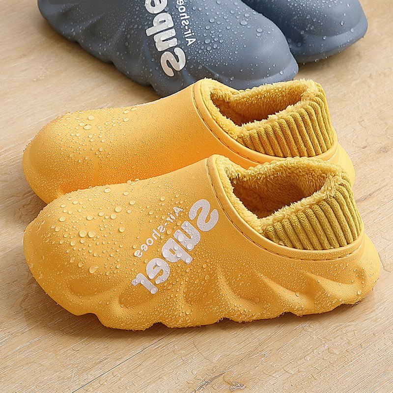 Home Slippers EVA Waterproof Warm Plush Indoor Shoes Couple