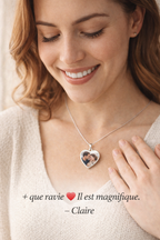 Toujours avec moi – Collier cœur photo personnalisé