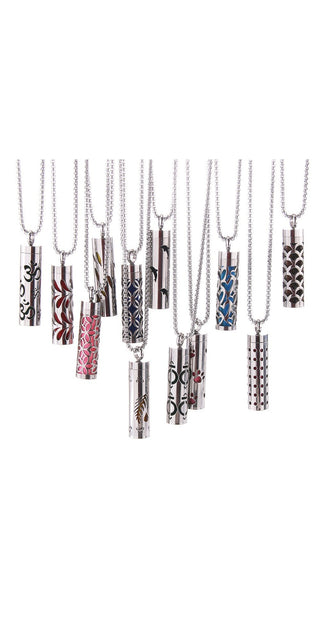 Chic aromatherapy pendants: Trendy stainless steel necklaces with essential oil diffusing design, elevating women's athleisure style at K-AROLE.