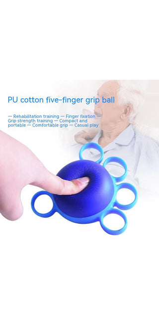 Textured PU cotton five-finger grip massage ball for hand rehabilitation exercises and relaxation