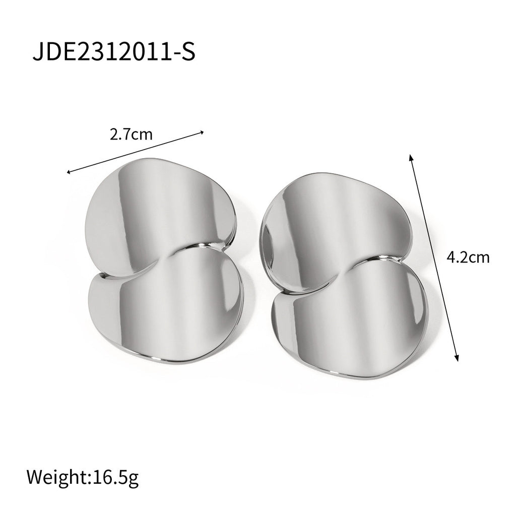 18k Gold Stainless Steel Minimalist Geometric Curve Earrings