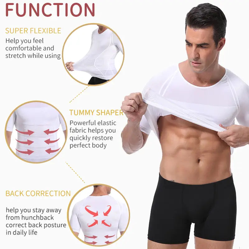 Male Chest Compression T-shirt Fitness Hero Belly Buster