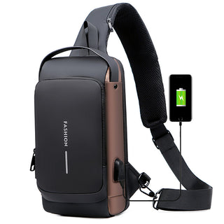Stylish anti-theft messenger bag with USB charging port, designed for modern commuters