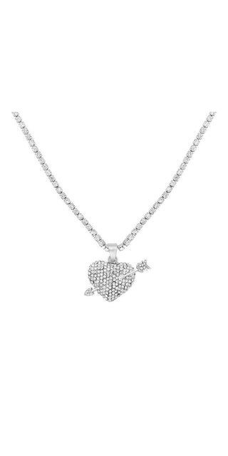 Elegant Sparkling Heart-Shaped Pendant Necklace with Shimmering Crystals