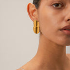18k Gold Stainless Steel Minimalist Geometric Curve Earrings
