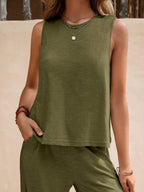 Solid Color Loose Pants Set – Casual & Elegant Two-Piece