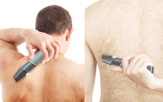Portable men's electric shaver with USB charging for convenient body hair trimming