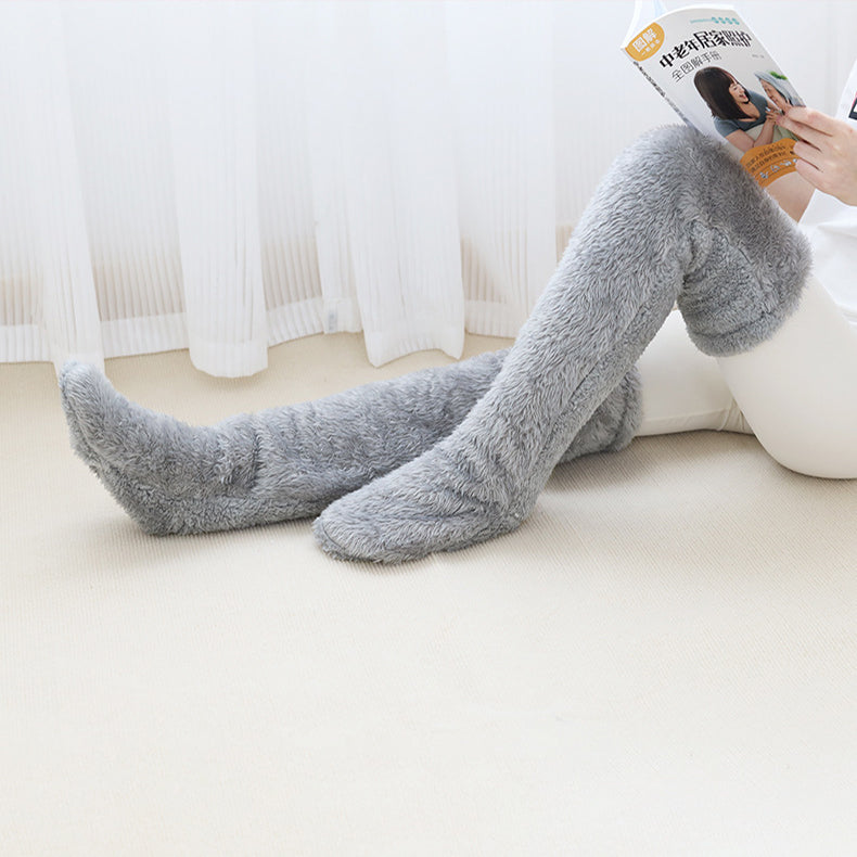 Over Knee High Fuzzy Long Socks Warm Cold Leg Joint