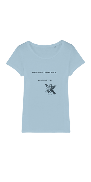 Minimalist organic t-shirt with butterfly graphic and motivational text