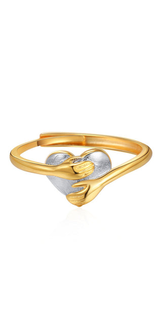 Heart-shaped Gold and Silver Ring - Stylish Accessory for Valentine's Day