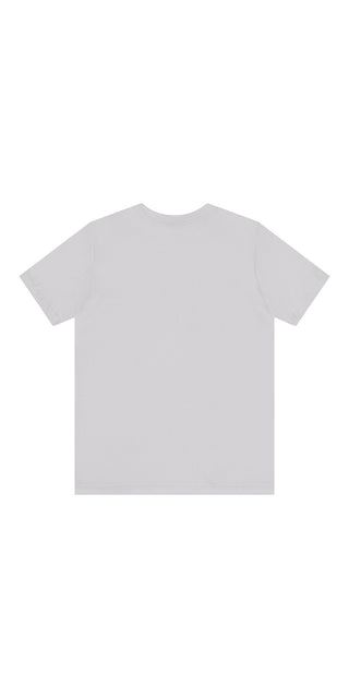 Unisex jersey short sleeve tee in a plain white color, displayed on a white background.