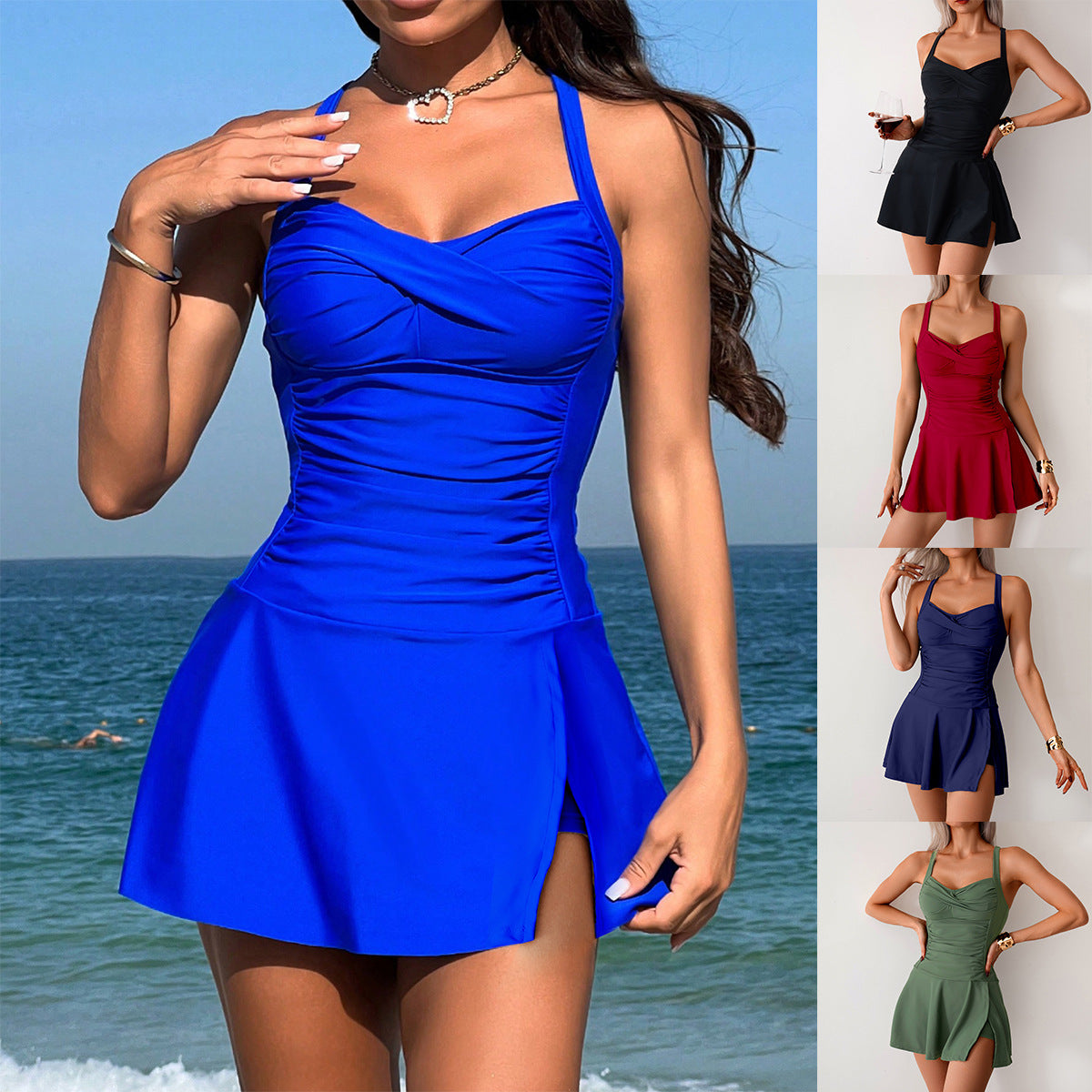 Summer Split Swimsuit Female Skirt Style Plus Size Swimsuit