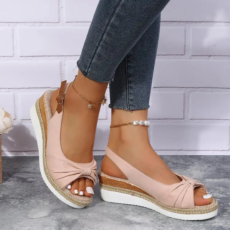 Bow Shoes Summer Peep Toe Platform Sandals Buckle Daily