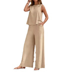 Solid Color Loose Pants Set – Casual & Elegant Two-Piece