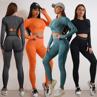 Vibrant women's athletic wear: colorful leggings, crop tops, and sneakers showcasing latest fitness fashion.