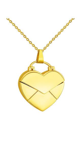 Elegant Heart-Shaped Gold Pendant Necklace with Decorative Design