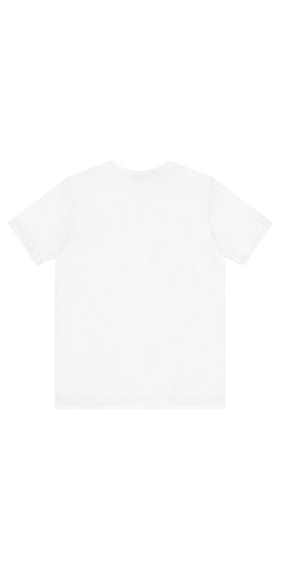Plain white unisex jersey short sleeve t-shirt displayed against a blank background.