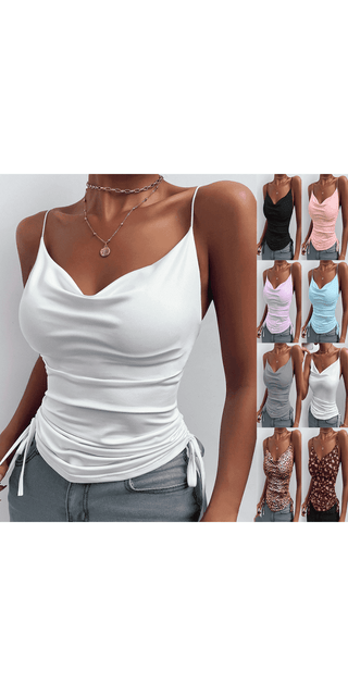 Spaghetti Strap Tops V-neck Camisole Shirts Women Summer Clothes