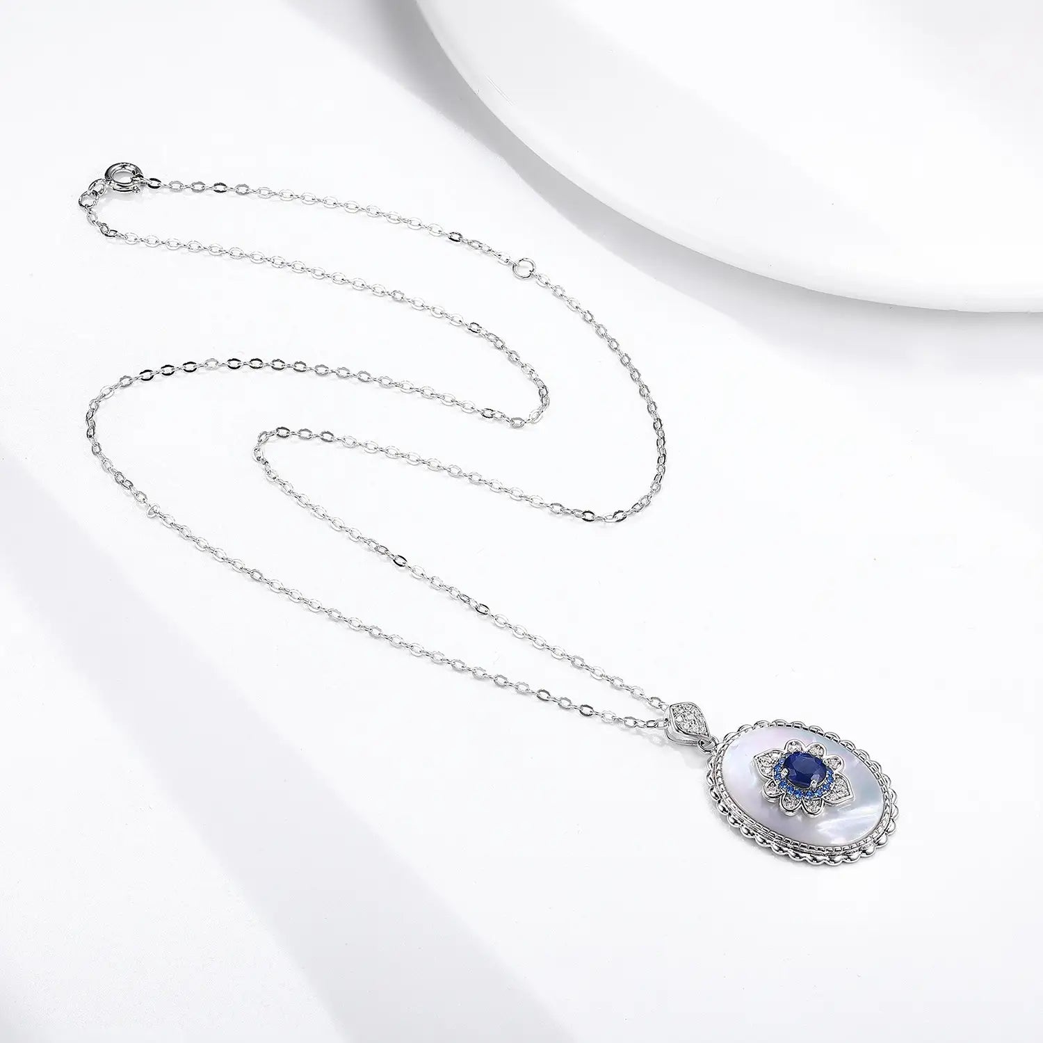 Sapphire Diamond Pendant 925 Sterling Silver Party Wedding